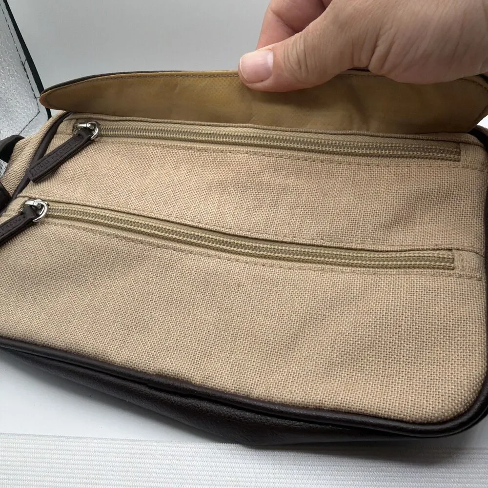 John Varvatos Artisan Men Toiletry Bag Beige Linen Cotton Dopp Kit‎ Travel Pouch